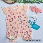 رامپر دخترانه چین دار قلب لبوبو گلبهی