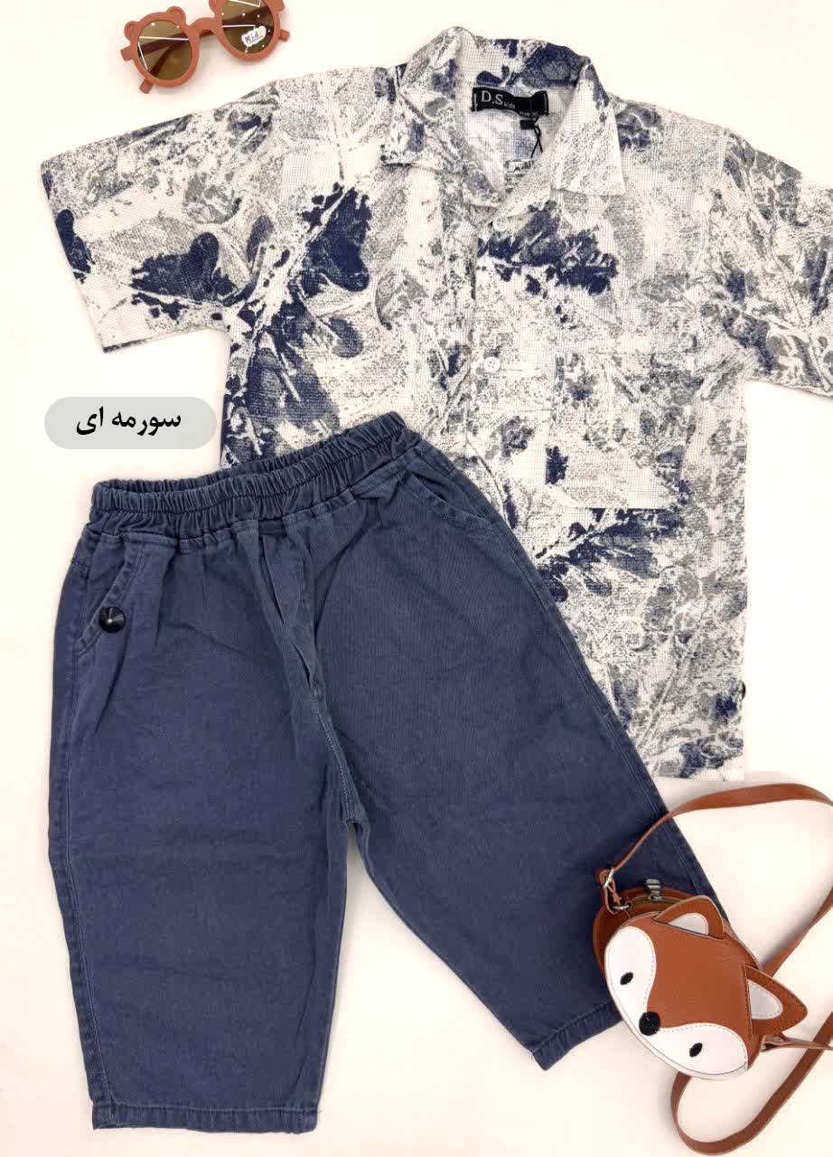 Hemp shirt and cotton shorts set by Shako (1) ست پیراهن کنفی و شلوارک کتان شاکو