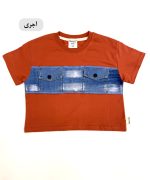 تیشرت تیکه دوزی جین دو جیب