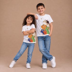 تیشرت سفید گربه پروانه